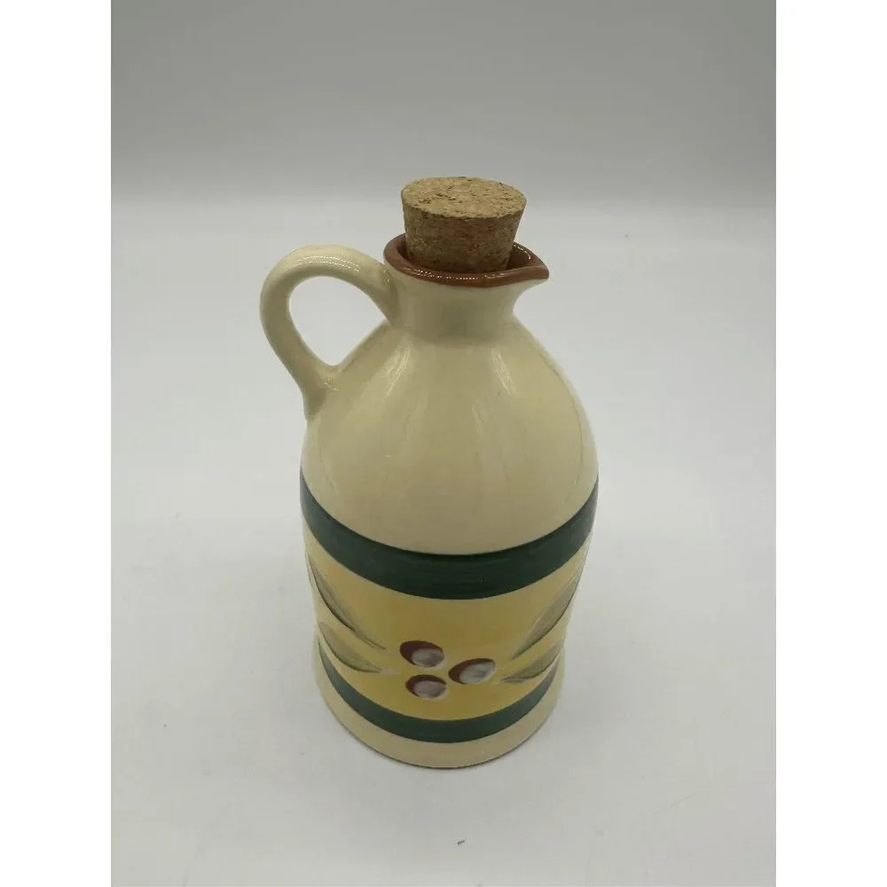 Crate & Barrel Oil Or Vinegar Jug/ Cruet w/ Pitcher Cork Molde Made in Portugal